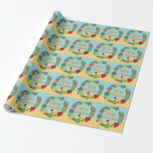 Tropical Christmas Wreath Wrapping Paper