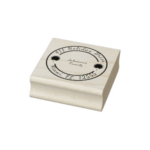 Tropical Circle Address Rubber Stamp