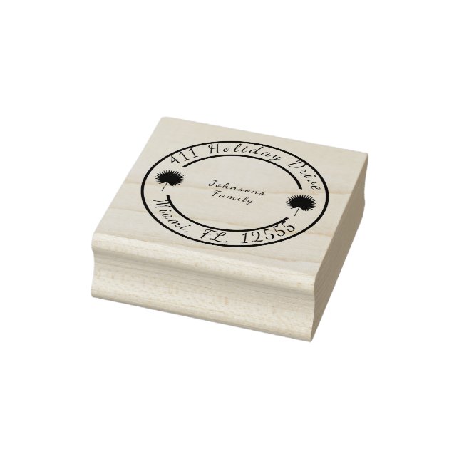 Tropical Circle Address Rubber Stamp (Stamp)