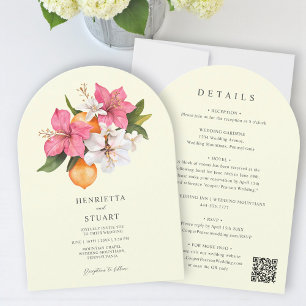 tropical citrus arch all in one wedding invitation