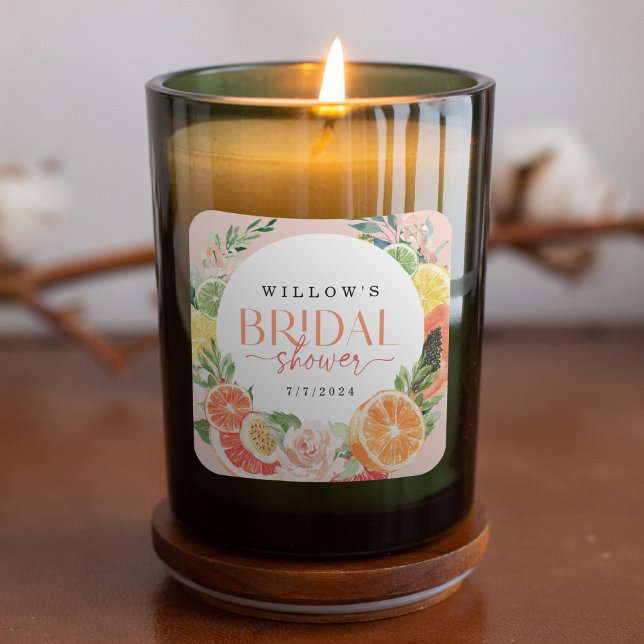 Tropical Citrus Bridal Shower Candle Sticker Favou (Creator Uploaded)
