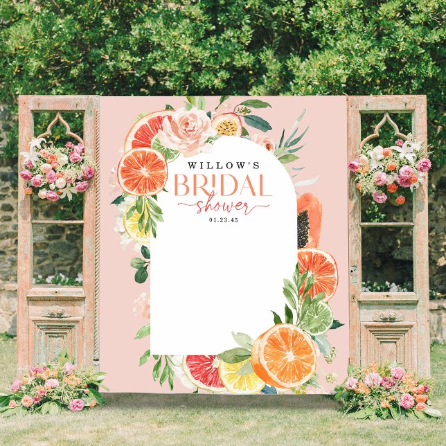 Tropical Citrus Bridal Shower Decoration Lemon Tapestry (Creator Uploaded)