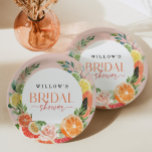Tropical Citrus Bridal Shower Favour Plate<br><div class="desc">This tropical citrus design features modern elegant fonts (easily change the colours!) and a bouquet of blush florals and tropical citrus fruit including lemon,  lime,  orange,  grapefruit,  and papaya! . See the entire collection for more matching items!</div>