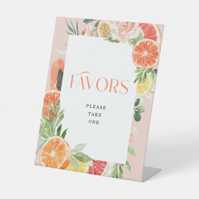 Tropical Citrus Bridal Shower Favours Sign (Front)