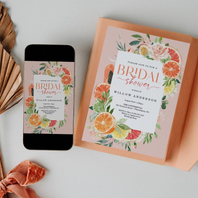 Tropical Citrus Bridal Shower Invitation Lemon (Creator Uploaded)