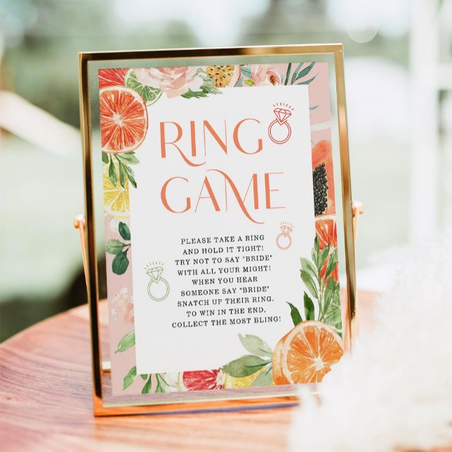Tropical Citrus Bridal Shower Ring Game Sign (Creator Uploaded)