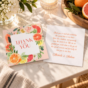 Tropical Citrus Bridal Shower Thank You Cards