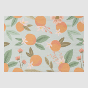 Tropical Citrus Floral Mint Green Tissue Paper