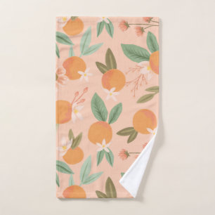 Tropical Citrus Floral Pink Hand Towel