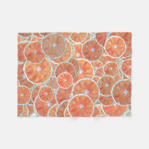 Tropical Citrus Fruit Oranges Tangerine Slices Fleece Blanket