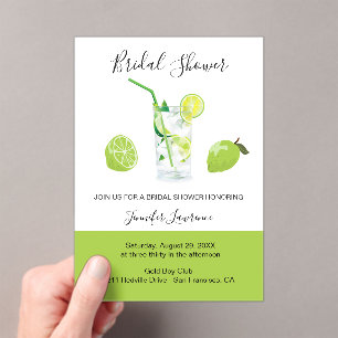 Tropical Citrus Green Lime Bridal Shower  Acrylic Invitations