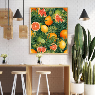 Tropical Citrus Medley – Watercolor Lemon, Orange Poster