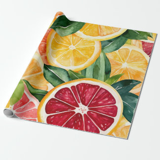 Tropical Citrus Orange Fruit Slices  Wrapping Paper