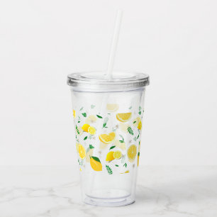 Tropical Citrus summer fresh Orange lemon Slice  Acrylic Tumbler
