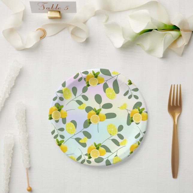 Tropical Citrus summer fresh Orange lemon Slice  Paper Plate (Wedding)