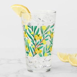 TROPICAL Citrus SUMMER FRUIT Flower lemon Slice  Glass