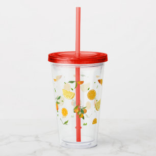 TROPICAL Citrus SUMMER FRUIT Orange lemon Slice Acrylic Tumbler