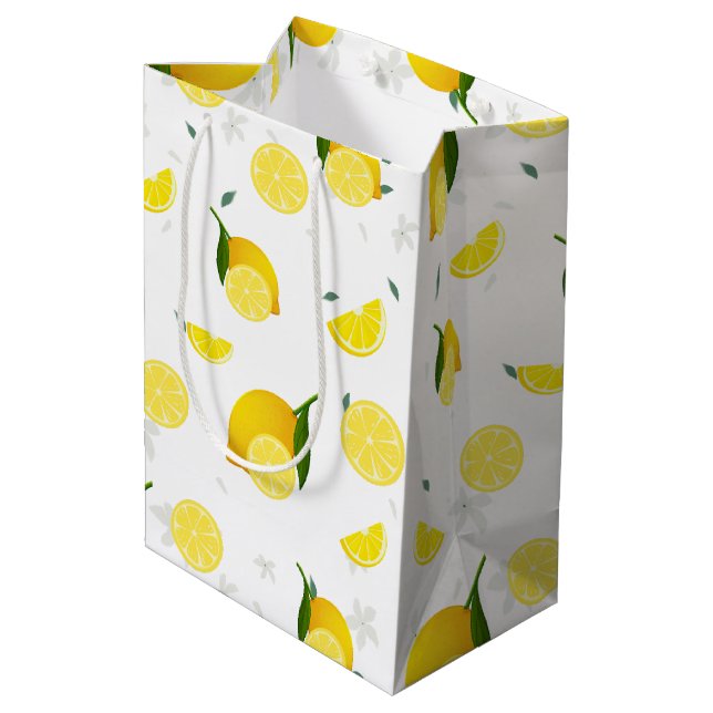 TROPICAL Citrus SUMMER FRUIT Orange lemon Slice  Medium Gift Bag (Back Angled)