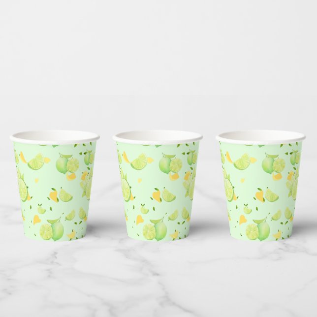 TROPICAL Citrus SUMMER FRUIT Orange lemon Slice  Paper Cups (Multi)