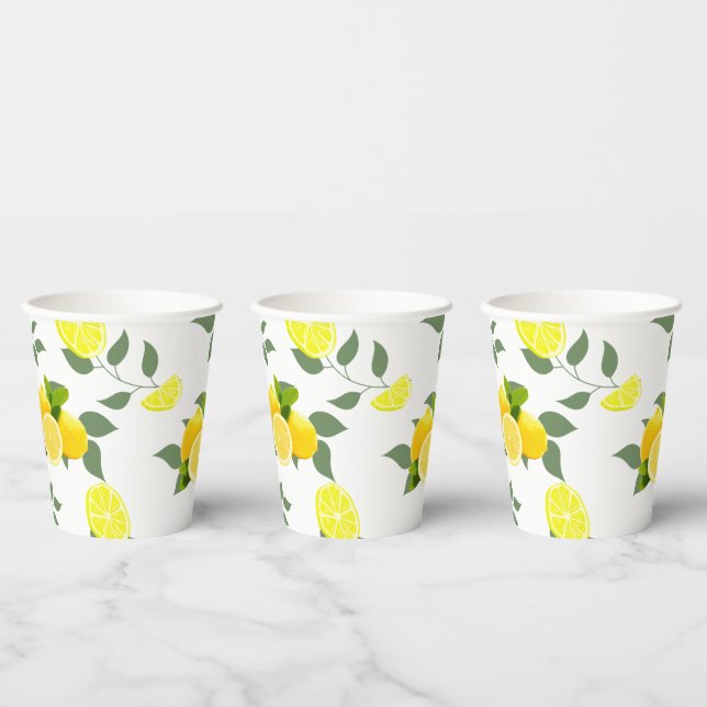 TROPICAL Citrus SUMMER FRUIT Orange lemon Slice  Paper Cups (Multi)