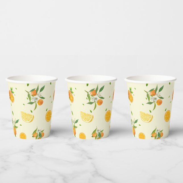 TROPICAL Citrus SUMMER FRUIT Orange lemon Slice  Paper Cups (Multi)