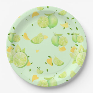 TROPICAL Citrus SUMMER FRUIT Orange lemon Slice  Paper Plate
