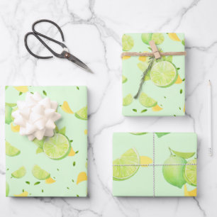 TROPICAL Citrus SUMMER FRUIT Orange lemon Slice  Wrapping Paper Sheet