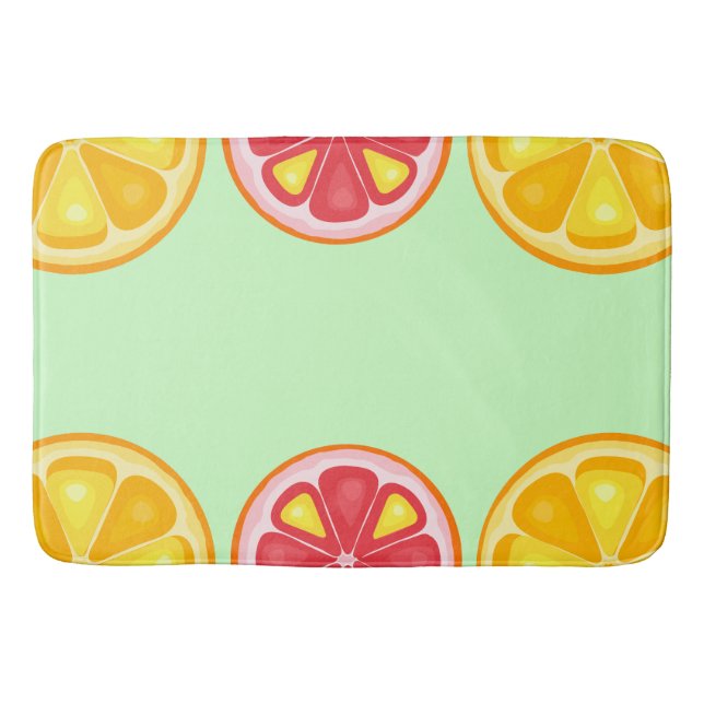 TROPICAL Citrus SUMMER FRUIT Orange lemons Slice Bath Mat (Front)