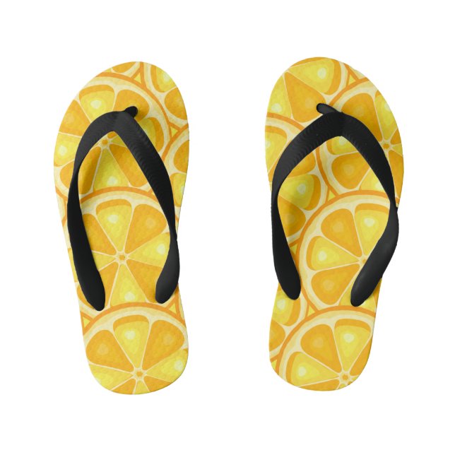 TROPICAL Citrus SUMMER FRUIT Orange lemons Slice Kid's Jandals (Footbed)
