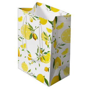 TROPICAL Citrus SUMMER FRUIT Orange lemons Slice  Medium Gift Bag