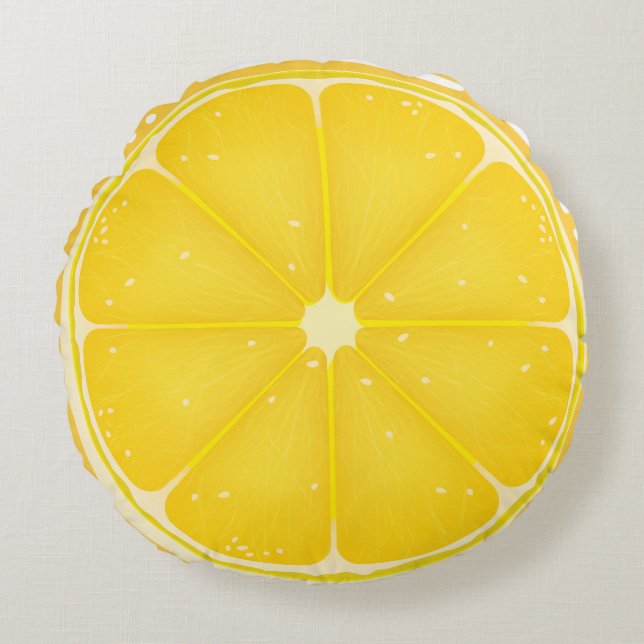 TROPICAL Citrus SUMMER FRUIT Orange lemons Slice  Round Cushion (Front)