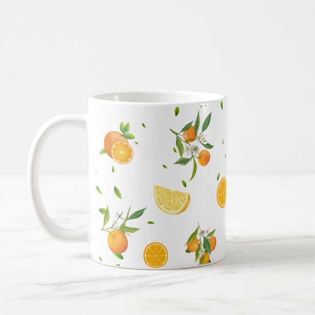 Tropical Citrus SUMMER Orange lemon Slice Coffee Mug (Left)