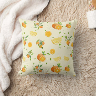 Tropical Citrus SUMMER Orange lemon Slice Cushion