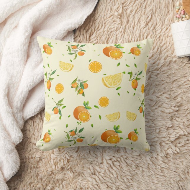 Tropical Citrus SUMMER Orange lemon Slice Cushion (Blanket)