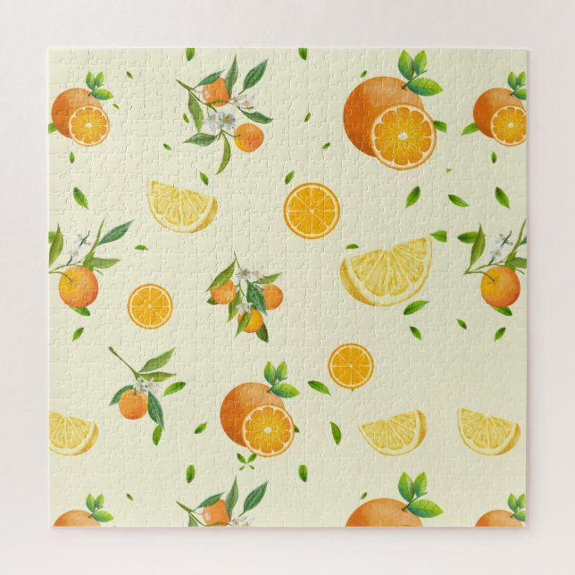 Tropical Citrus SUMMER Orange lemon Slice Jigsaw Puzzle (Vertical)
