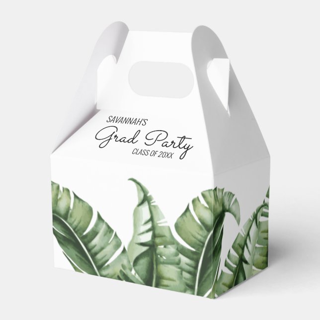 Tropical Classy Banana Leaf Graduation Party  Favour Box (Front Side)