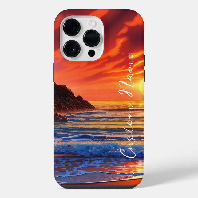 Tropical Clear Ocean Sunset Clouds iPhone Case (Back)