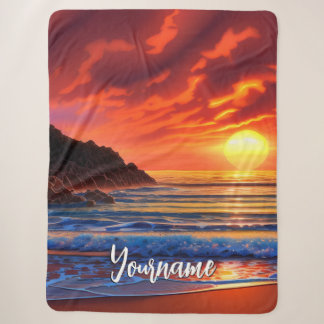 Tropical Clear Ocean Sunset Clouds Sherpa Blanket