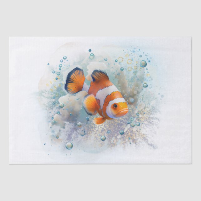 Tropical Clown Fish Watercolor Tissue Paper (Front)