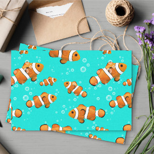 Tropical Clownfish & Bubbles Pattern Tissue Paper