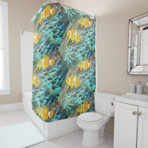 Tropical Clownfish Fish Beach Ocean Shower Curtain