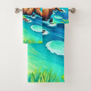 Tropical Coast Bliss Design Bath Towel Set