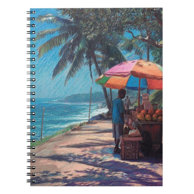Tropical Coast Fruit Stand Pastel Art Notebook (Front)