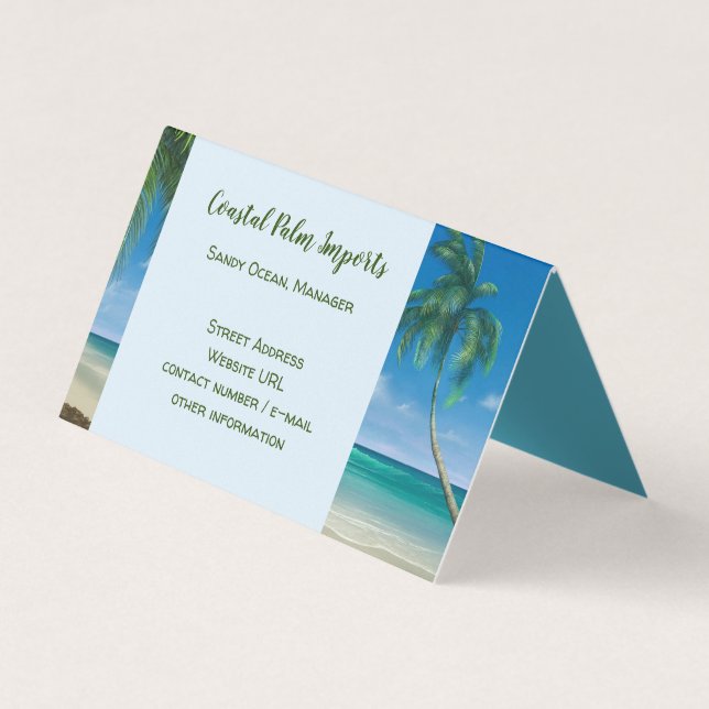 Tropical Coast Paradise Folded Standing  Business Card (Front)