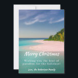 Tropical Coastal Beach Christmas Holiday Card<br><div class="desc">Vintage beach Christmas holiday card featuring a tropical beach setting with seasons greetings,  and your name. Easy to customise.</div>