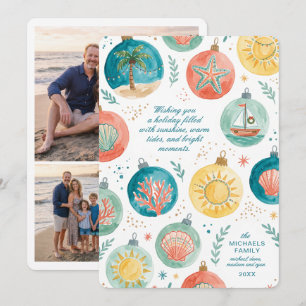 Tropical Coastal Beach Christmas Holiday Card