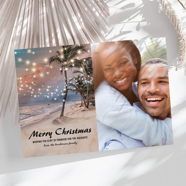 Tropical Coastal Beach Christmas Photo Holiday Card (Creator Uploaded)