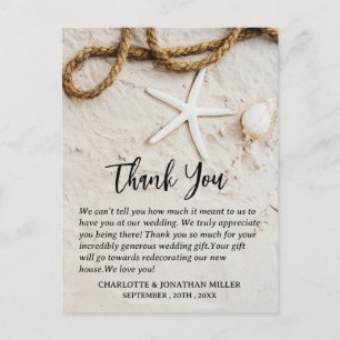 Tropical Coastal Beach Wedding Thank You Postcard