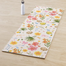 Tropical Coastal Hand Drawn Flowers Seashells Name