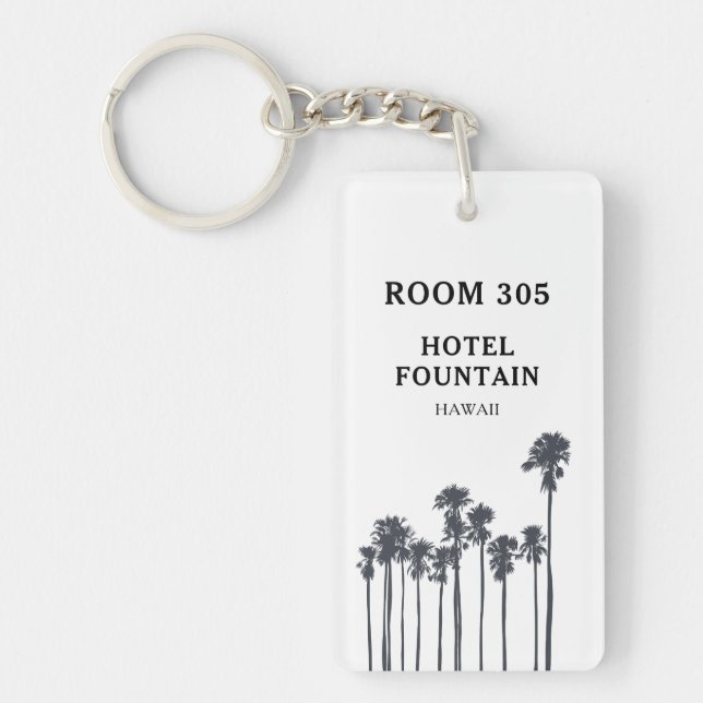 Tropical Coastal Hotel or Motel Key Ring (Front)